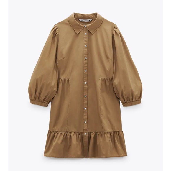 Zara cotton shirt dress with jewel button - Picture 6 of 12